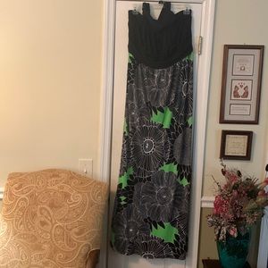 Black and green maxi dress.